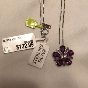 Amethyst and Sterling flower necklace